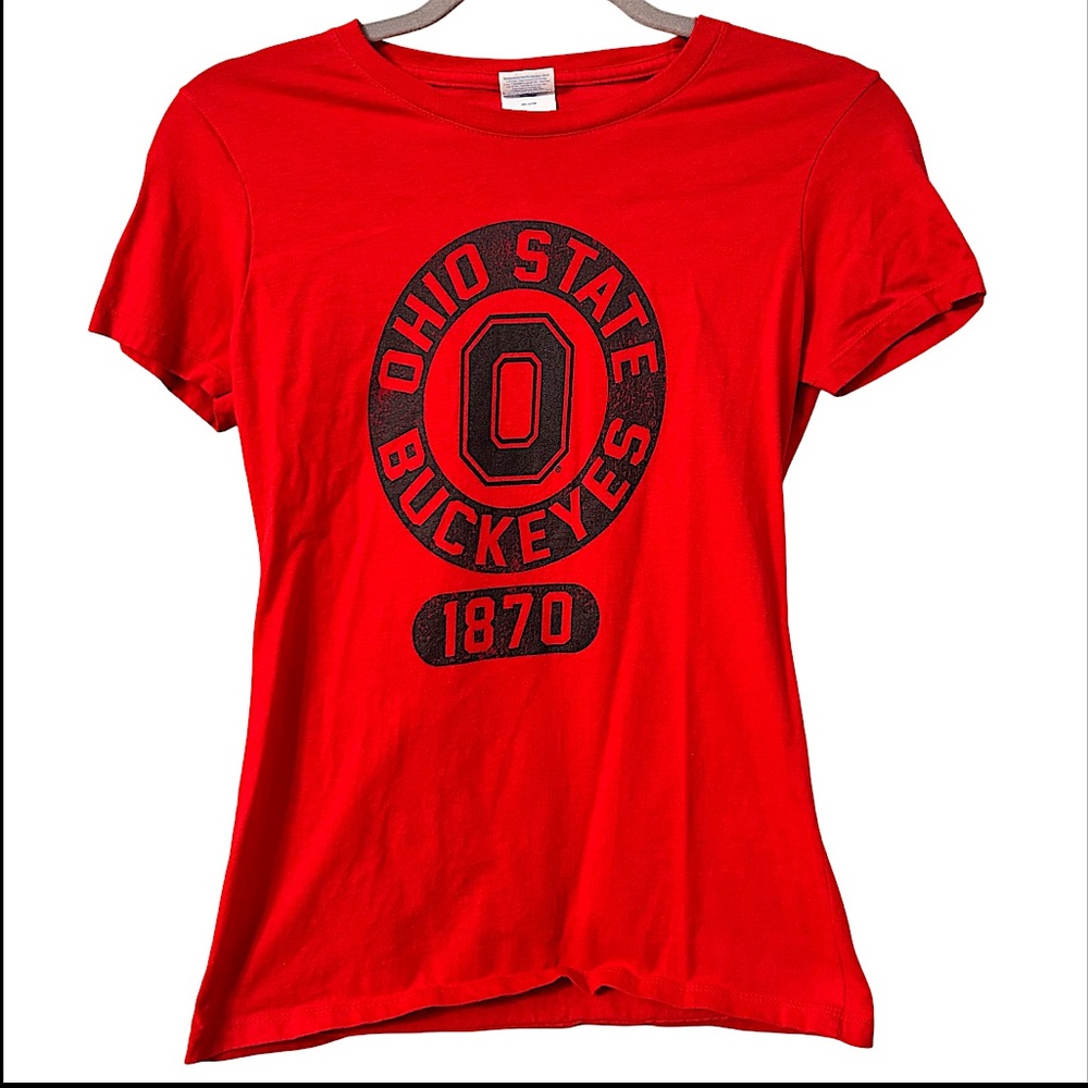 Ohio State Buckeyes Logo Fitted Red Women’s Short Sleeve T-Shirt Size XS